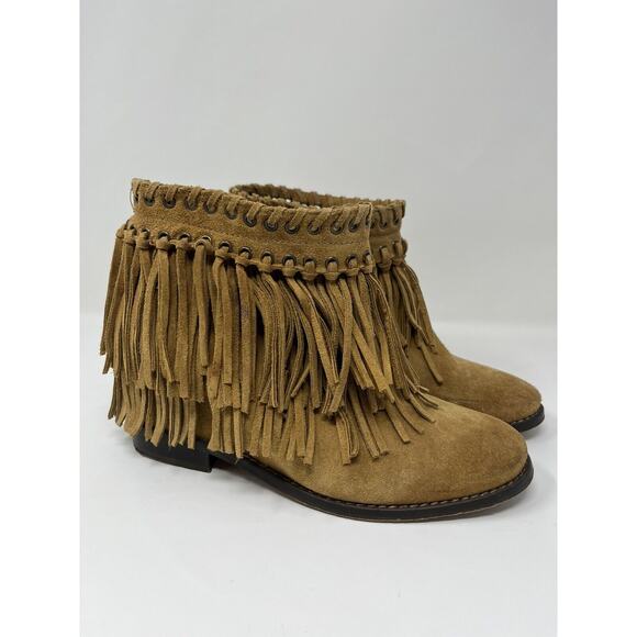 ZARA Suede Fringe Boho Ankle Boots US 8/EU 39 Boho Brown EUC Tassled - Picture 3 of 16